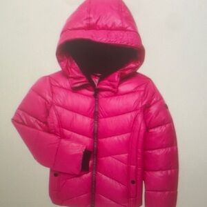 Girls Hot Pink Hooded Puffer Jacket